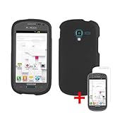 SAMSUNG GALAXY EXHIBIT T599 SOLID BLACK RUBBERIZED COVER SNAP ON HARD CASE + FREE SCREEN PROTECTOR from [ACCESSORY ARENA]