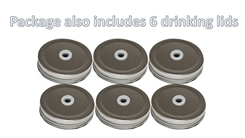 Golden Spoon Mason Jars, With Regular Lids, and Lids for Drinking, Dishwasher Safe, BPA Free, (Set of 6) (10 oz)