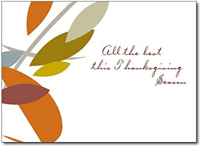 Thanksgiving Greeting Card TH1002. A stylized design with a message that is appropriate for family, friends or business associates. Gold foil-lined envelopes.