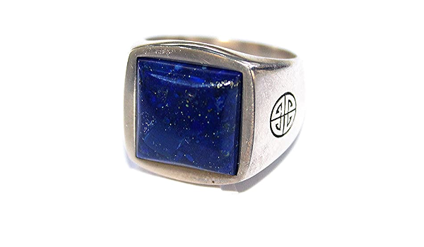 Mens Silver ring with lapis lazuli 