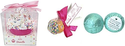 Feeling Smitten Large Vanilla Cupcake Bath Bomb - Strawberry Mint Shower Truffle - Mango Bath Pop