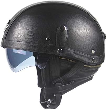 casco jet retro de piel