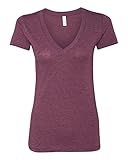 Bella-Canvas B8435 Womens Short Sleeve Deep V-Neck T-Shirt - Maroon Triblend, Extra Large
