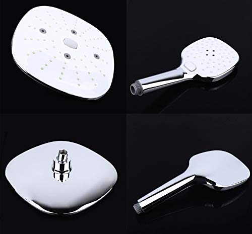 Shower Head Combo, ASOGO 9" Adjustable Rainfall Showerhead 3 Settings High Pressure Handheld Shower Head With Push Button,3-Way Water Diverter,1.5M Hose,Chrome Plated ABS,Bathroom SPA Experience - Thumbnail 7