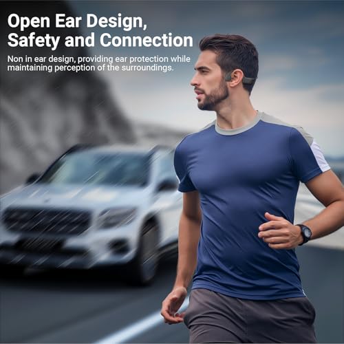 Gelecek Bone Conduction Open-Ear Headphones，Bluetooth 5.4，IPX5 Waterproof，8 Hrs Battery Life，Comfortable Sports Earphones for Running，Gym