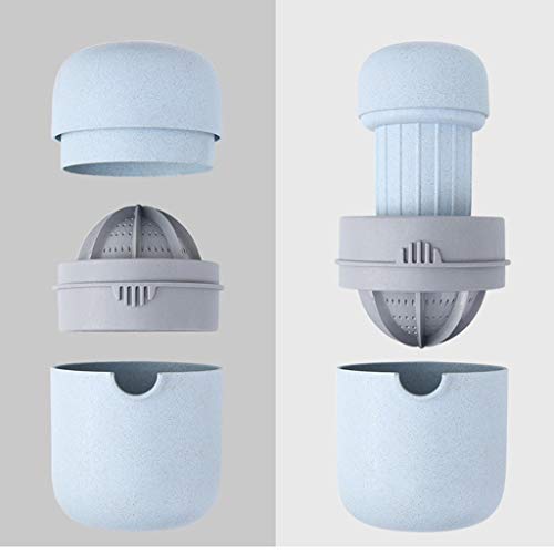 Hand Juicer Citrus, Puyujin Orange Squeezer Manual Lid Rotation Press Reamer for Lemon Lime Grapefruit with Strainer and Container (Blue)