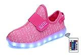 SLEVEL 16 Colors Breathable LED Light Up Shoes USB Sneakers for Kids Boys Girls(S33Pink29)