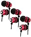 Bastex Universal Red Earphone/Ear Buds (3 pk),3.5mm Stereo Headphones in-Ear,Tangle Free Cable, with Built-in Microphone Earbuds for iPhone iPod iPad Samsung Android Mp3 Mp4 and More