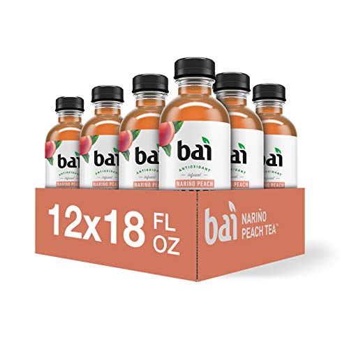 BAI ICED TEA, NARINO PEACH, ANTIOXIDANT INFUSED SUPERTEA, CRAFTED WITH REAL TEA (BLACK TEA, WHITE TEA), 18 FLUID OUNCE BOTTLES, 12 COUNT