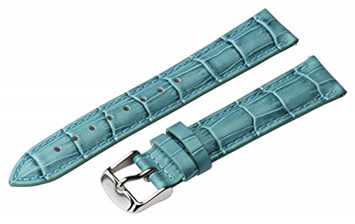 22mm 2 Piece Ss Leather Classic Croco Grain Ocean Interchangeable Replacement Watch Band Strap