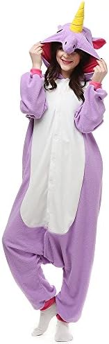 HKSNG Blue Pink Purple Unicorn Adults Animal Footed Pajamas Kigurumi Onesies Cosplay Costumes (M(158-168cm), New Purple Unicorn)