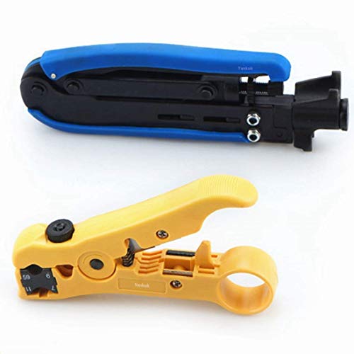 Yankok [Coaxial Cable Crimper Kit] with Coax Crimper, Cable Striper
