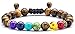 Hamoery Men Women 8mm Lava Rock Chakra Beads Bracelet Gifts for Boys Braided Rope Natural Stone Yoga Bracelet Bangle(Tiger Eye)