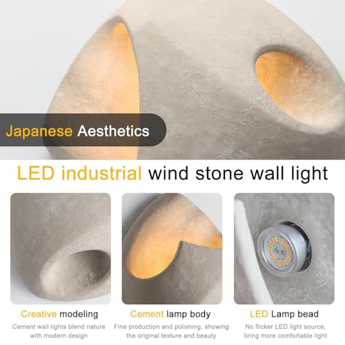 kaixunl 3W Interior Wall Sconce Wabi-sabi Style Modern Wall Sconces Bedroom Art Deco for Living Room Bedroom Hallway Dressing Table Mirror Stairs 3000K 22.5 x 26 x 9 cm
