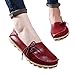 SHIBEVER Women's Leather Loafers Moccasins Wild Driving Casual Flats Oxfords Breathable Shoes Burgundy 8.5