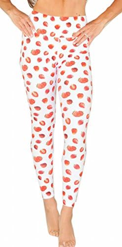 Military Hippie-Eco-Friendly Printed Women's Gym and Yoga Leggings Tights (X-Small, White Strawberry)
