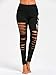 Women's Elastic Drawstring Gothic Cutout Halloween Sugar Skull Leggings B XXL Black