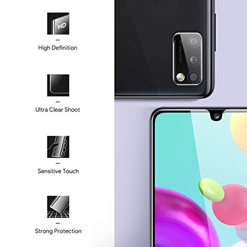 [2+3 Pièces] LϟK Verre Trempé Compatible avec Samsung Galaxy A41 avec 2 Pièces Protection Écran + 3 Pièces Caméra Arrière Protecteur - sans Bulles Ultra Dureté Empreintes Digitales de Support