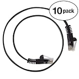 InstallerParts (10 Pack) Ethernet Cable CAT6 Cable Flat 2 FT - Black - Professional Series - 10Gigabit/Sec Network/High Speed Internet Cable, 550MHZ