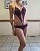 ADOME Women Lingerie Deep V Halter Lace Babydoll Mini Bodysuit, Style1-purple, Medium