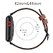 OXWALLEN Apple Watch Band Leather Replacement Watch Strap with Stainless Metal Buckle Clasp iwatch series 1 2 3 Replacement strap (42mm, Brown Band+Rose Gold Buckle)