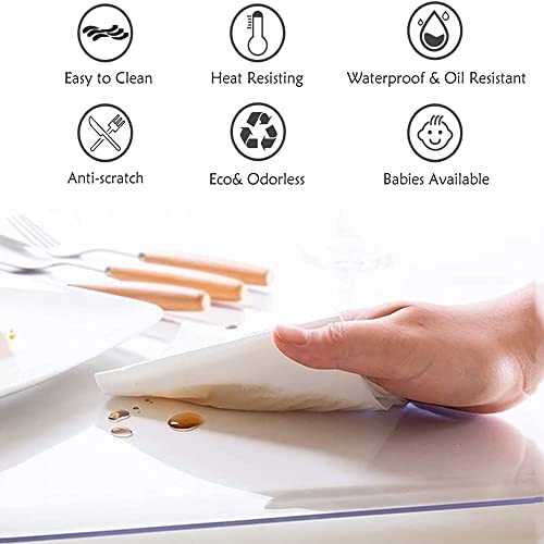 Beauenty Clear Table Protector,1.5mm Thick Rectangular Clear Desk Pad Mat,Plastic Table Cover,PVC Clear Desk Cover Protector,Non-Slip Desk Pad, Table Protector For Dining Room Table,Office(60x120CM)