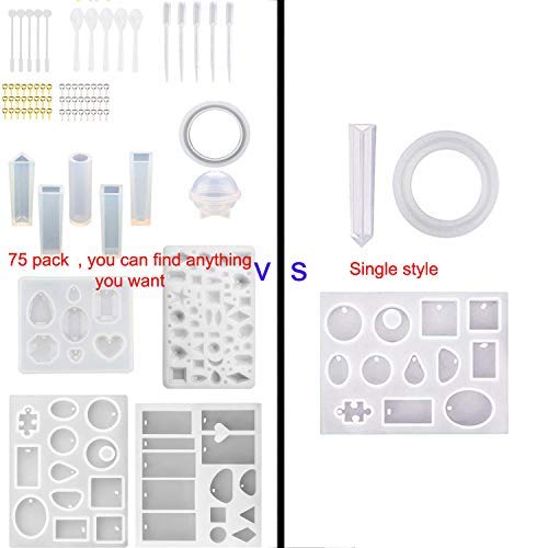 image for Ouncekey 75 Pack Resin Silicone Molds Jewelry Casting Molds Resin Jewe