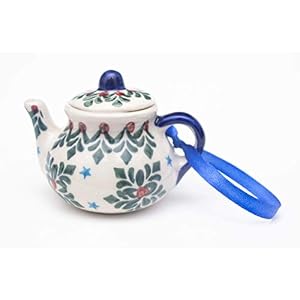Manufaktura W Boleslawiec Polish Pottery Hand-Painted Teapot Ornament Blue Stars