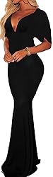 Black Dresses for Women Sexy V Neck Short Sleeve