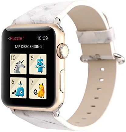 New Arrival Marble Pattern Apple Watch Band 38mm, HotGlows Marble Design Soft PU Leather Replacement Strap Wrist Band for iWatch Nike+, Series 3 Series 2, Series 1, Sport, Edition (White, 38mm)