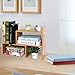 VSADEY Desk Storage Organizer Bamboo Adjustable Desktop Organizer Display Shelf Rack Bookshelf, Office Supplies Desk Organizer, Natural Wood