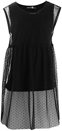 Boohoo Kids Girls Mesh Double Layer Top in Black size 9-10 Yrs