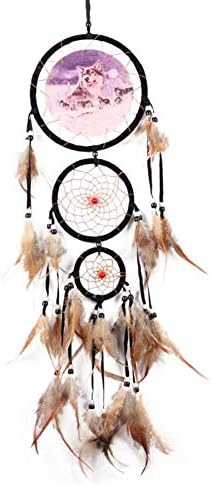 Malicosmile Wolf Dream Catcher, Handmade Brown Feather Dream Catchers Gift Wall Decoration Dreamcatchers