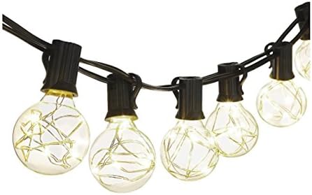 Sirwolf G40 Globe String Lights, 18.2Ft Indoor/Outdoor Lights 25 LED Bulbs Energy Efficiency for Patio Cafe Bistro Porch Party Wedding Gazebo Backyard -Warm Light (white)