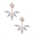 DOMILINA 18K White Gold Plated Clear Crystal Leaf Feather Ear Jacket Earrings Back Ear Cuffs Stud Earring(Rose Gold)