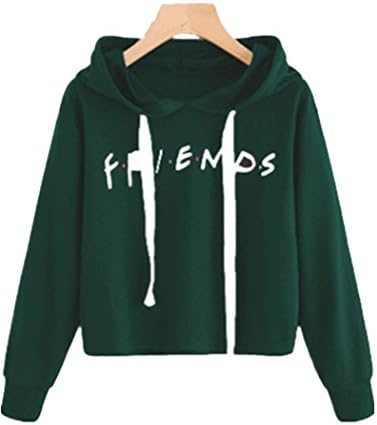 Dizoo Fisy Women's Casual Letter Printed Hooded Crop Tops Drawstring Pullover Sweatshirts