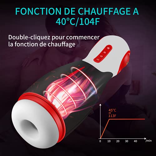 Masturbâteur Homme Succion Électrique, Seekiblizz Appareils Masturbateurs Cup avec 3 Succion 3 Compression 10 Vibration Mode et Audio Heating Fonction USB Chargement Sextoy Pour Homme Adulte Couple
