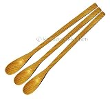 Pack Of 3 Natural Oval Tip Stir Small Stick Wood Handle Cocktail Drink Wooden Stirrer Utensil Swizzle Bar Coffee Mixing Spoon Thick Cooking Food Long 8.5