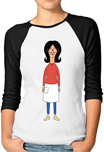 FOODE Women's Meet Linda Belcher Bob's Burgers 3/4 Sleeve 100% Cotton Baseball Tee/T Shirts Black