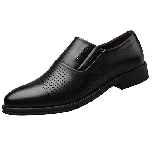 New in Respctful✿ Men Slip On Oxfords Leather Shoes Comfortable Moccasins Formal Walking Loafers Hollow Out Shoes Black - Thumbnail 4
