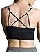 Women's Black Seamless Comfort Criss Cross Sports Bra Strappy Wirefree Cami Bralette M