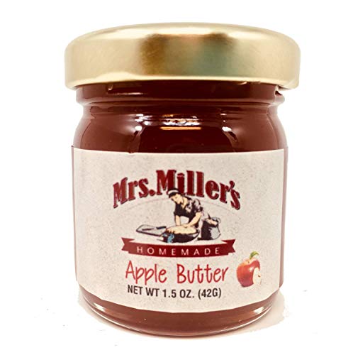 Mrs. Miller's Amish Homemade Apple Butter Minis 1.5 Ounces - Pack of 8 (No Corn Sugar) with a Jarosa Bee Organic Chocolate Bliss Lip Balm by Jarosa Gifts