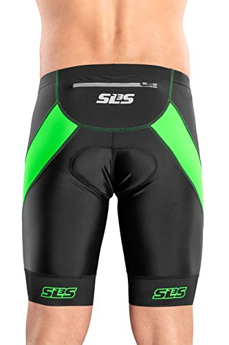 SLS3 FXZ Men Triathlon Shorts - Tri Bike Shorts Men - Triathlon Suit Men (Black/Green, S)