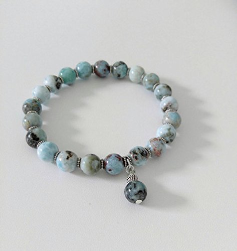 Natural Dominican Republic Larimar Gemstone Beaded Bracelet