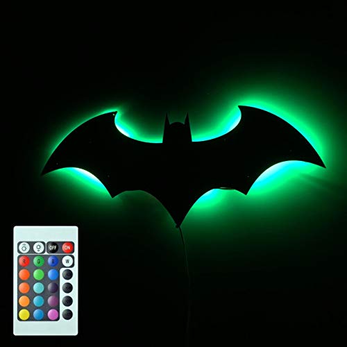 ZHYY Fernbedienung Licht Bunte LED Wandleuchte Batman USB LED Spiegel