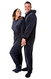 Big Feet Pjs Navy Blue Hoodie Plush Footed Pajamas - No Drop Seat Onesie