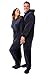 Navy Blue Hooded Plush Adult Mens Footed Pajamas Onesie w/ Drop Seat