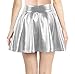 EPGU Women's Liquid Metallic Skirt Wet Look Flared Skater Skirt Dress, Silver