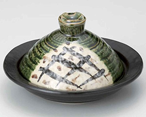 Click Here to See More Images Oribe for 1-2 persons 7.3inch Donabe Japanese Hot pot Green Ceramic Made in Japan