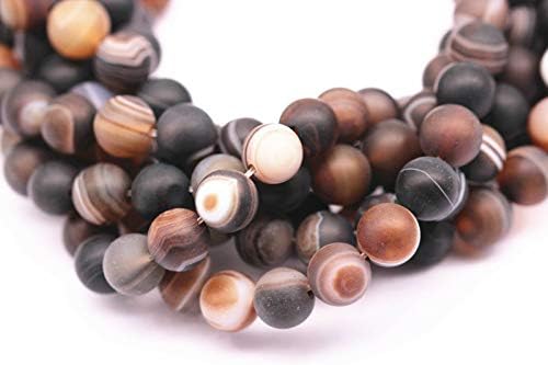 ShopForAllYou Design Making Matte Brown Stripe Agate Gemstone Round Loose Beads Size 8mm 15.5'' Long
